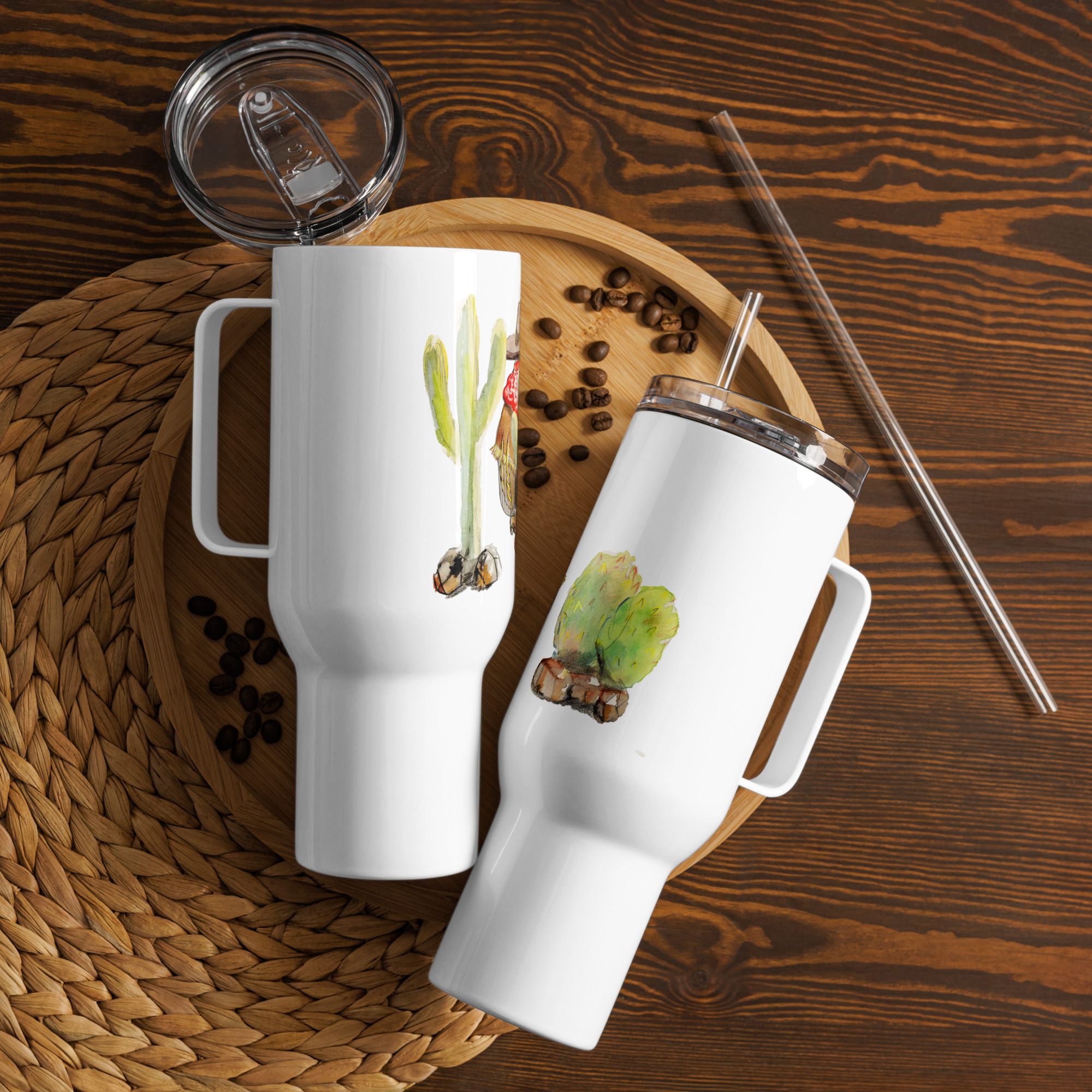 Travel mug with a handle